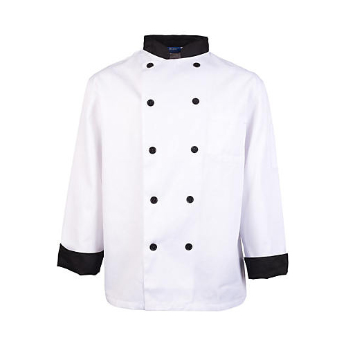 (image for) AllPoints 10482XL KNG 2XL Chef Coat Executive, Black Trim - Click Image to Close