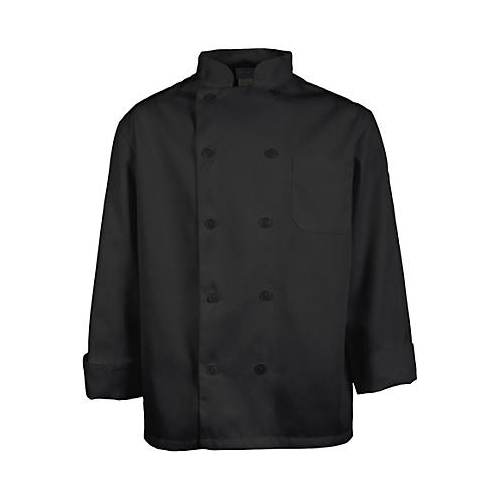 (image for) AllPoints 10522XL KNG 2XL Mens Chef Coat Black Long Sleeve - Click Image to Close