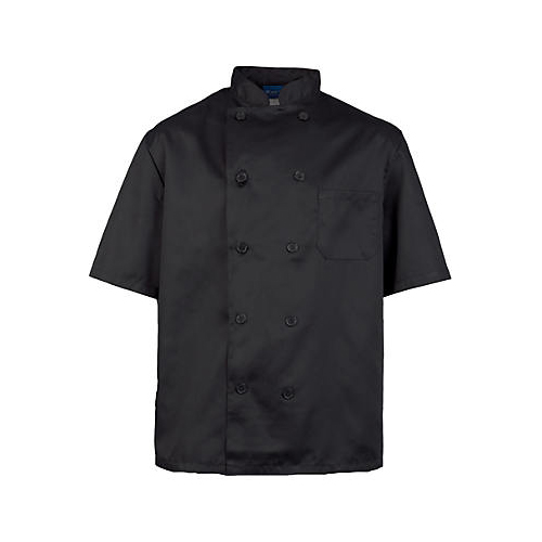 (image for) AllPoints 10532XL KNG 2XL Mens Chef Coat Black Short Sleeve - Click Image to Close