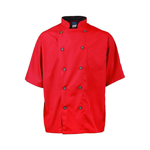 (image for) AllPoints 2124RDSLL KNG Active Chef Coat Lg Mens Red/Slate SS - Click Image to Close