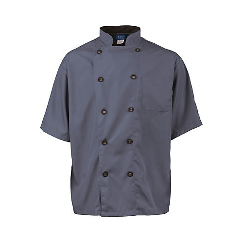 (image for) AllPoints 2124SLBK2XL KNG Active Chef Coat 2XL Mens Slate/Black SS - Click Image to Close