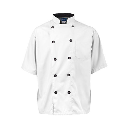 (image for) AllPoints 2124WHBK2XL KNG Active Chef Coat 2XL Mens White/Black SS - Click Image to Close