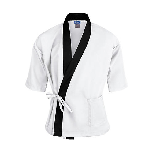 (image for) AllPoints 2129WHBKL KNG Lg Sushi Chef Coat White/Black 3/4 Sleeve