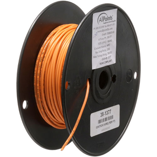 (image for) AllPoints 381377 IGNITION WIRE (PER FT) 18 GA 250C ORANGE - Click Image to Close