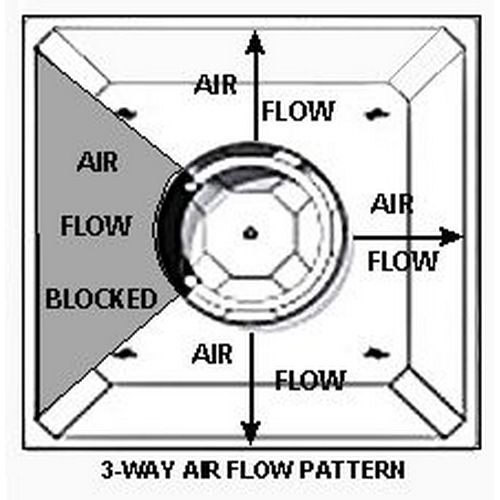 (image for) AllPoints 5561031 AIR DIFFUSER, 3WAY (8"NECK, WHITE, 24"SQ)