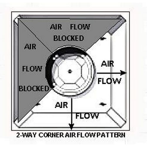 (image for) AllPoints 5561079 AIR DIFFUSER, 2WAY CRNR (16"NECK, WHITE, 24"SQ)