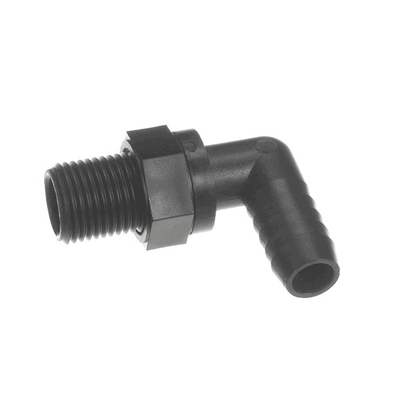 (image for) Champion 0513731 ELBOW, 1/4 NPT X 1/2 HOSE BARB PP C/W NU