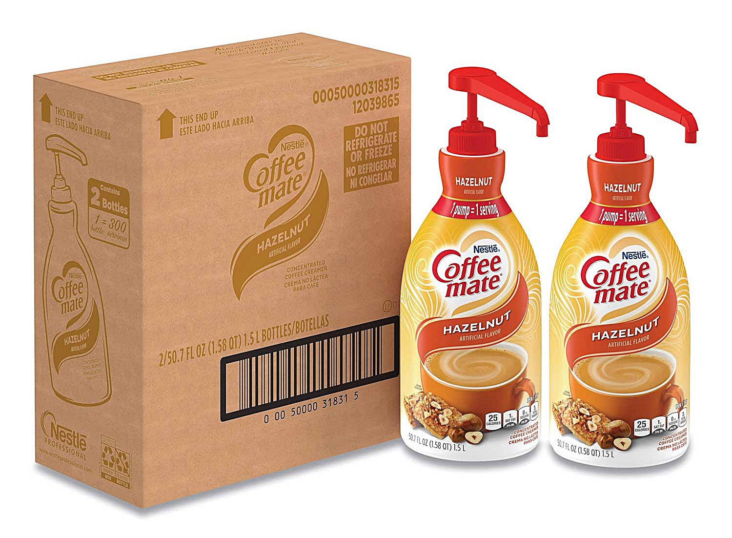 (image for) Nestle Coffee-mate Liquid Coffee Creamer with Pump, Hazelnut (2) - Click Image to Close