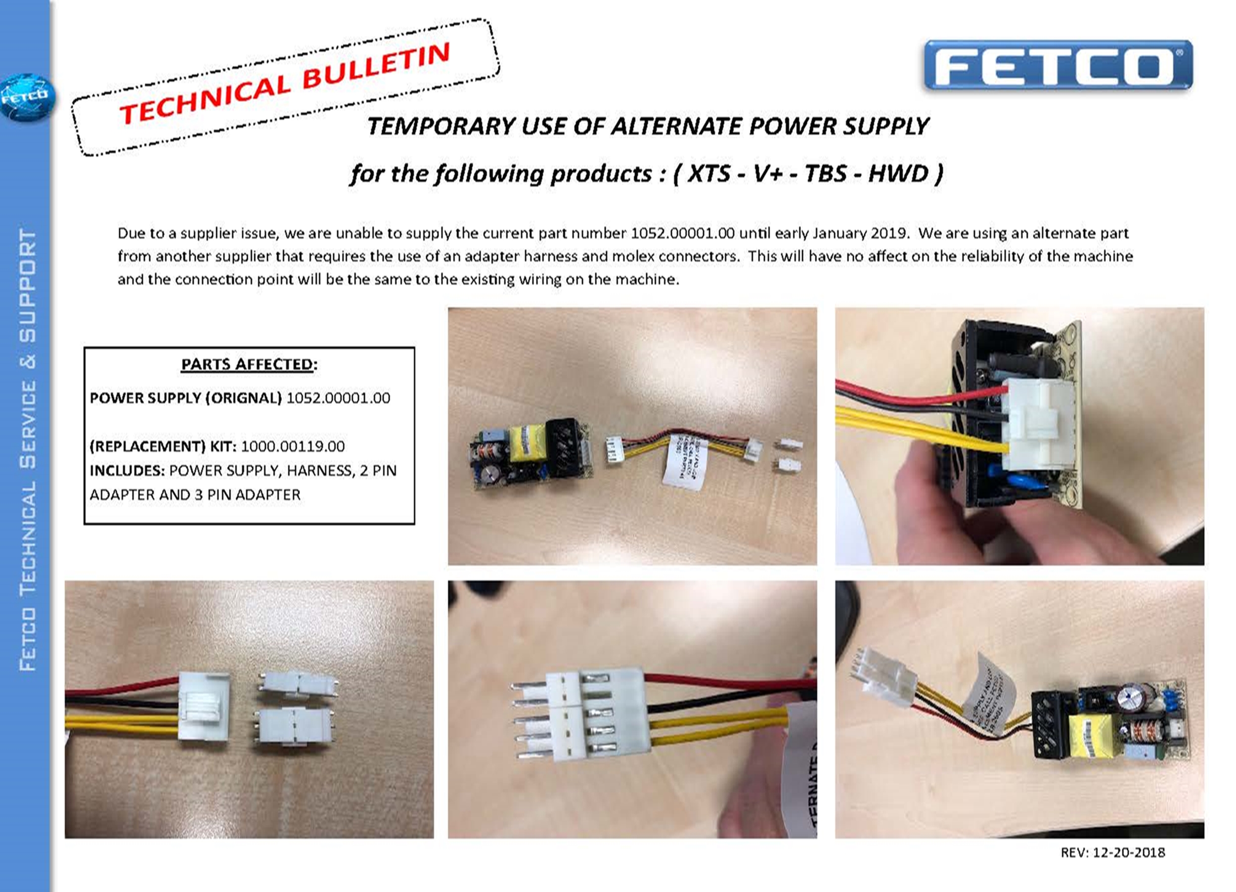(image for) Fetco 1000.00119.00 POWER SUPPLY ADAPTER KIT