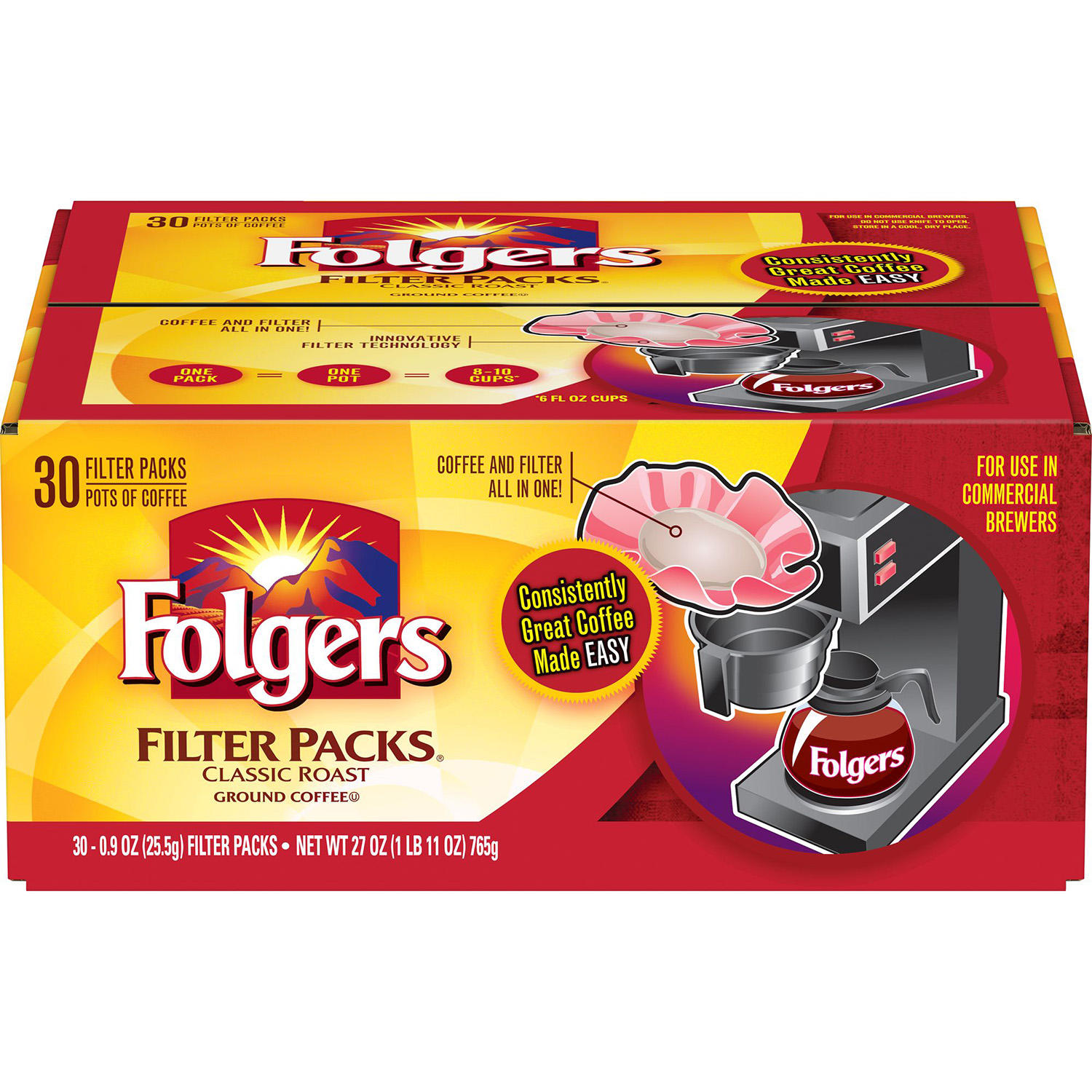 (image for) Folgers Filter Packs Coffee Classic Roast (.9 oz. packs, 30 ct.) - Click Image to Close