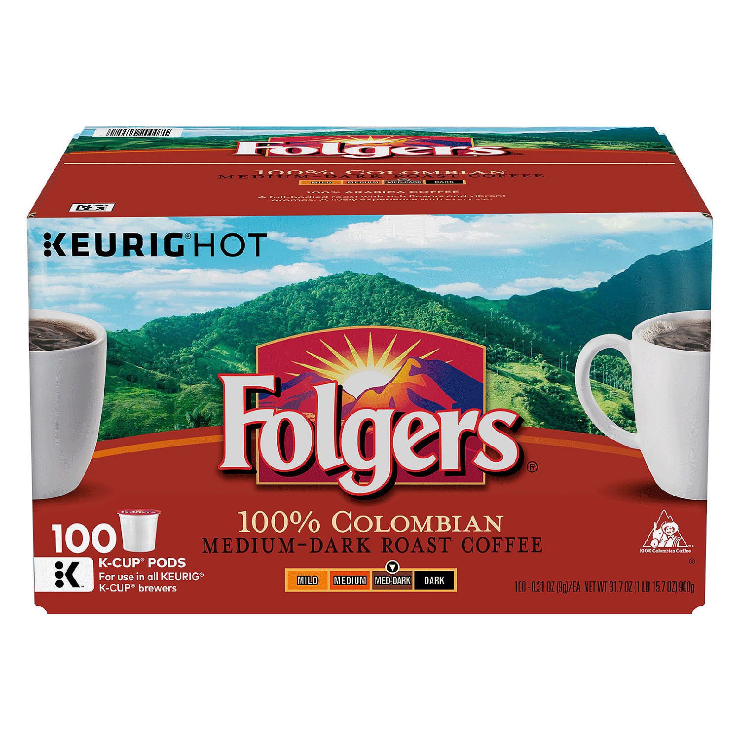 (image for) Folgers 100% Colombian Medium Roast Coffee (100 K-Cups) - Click Image to Close