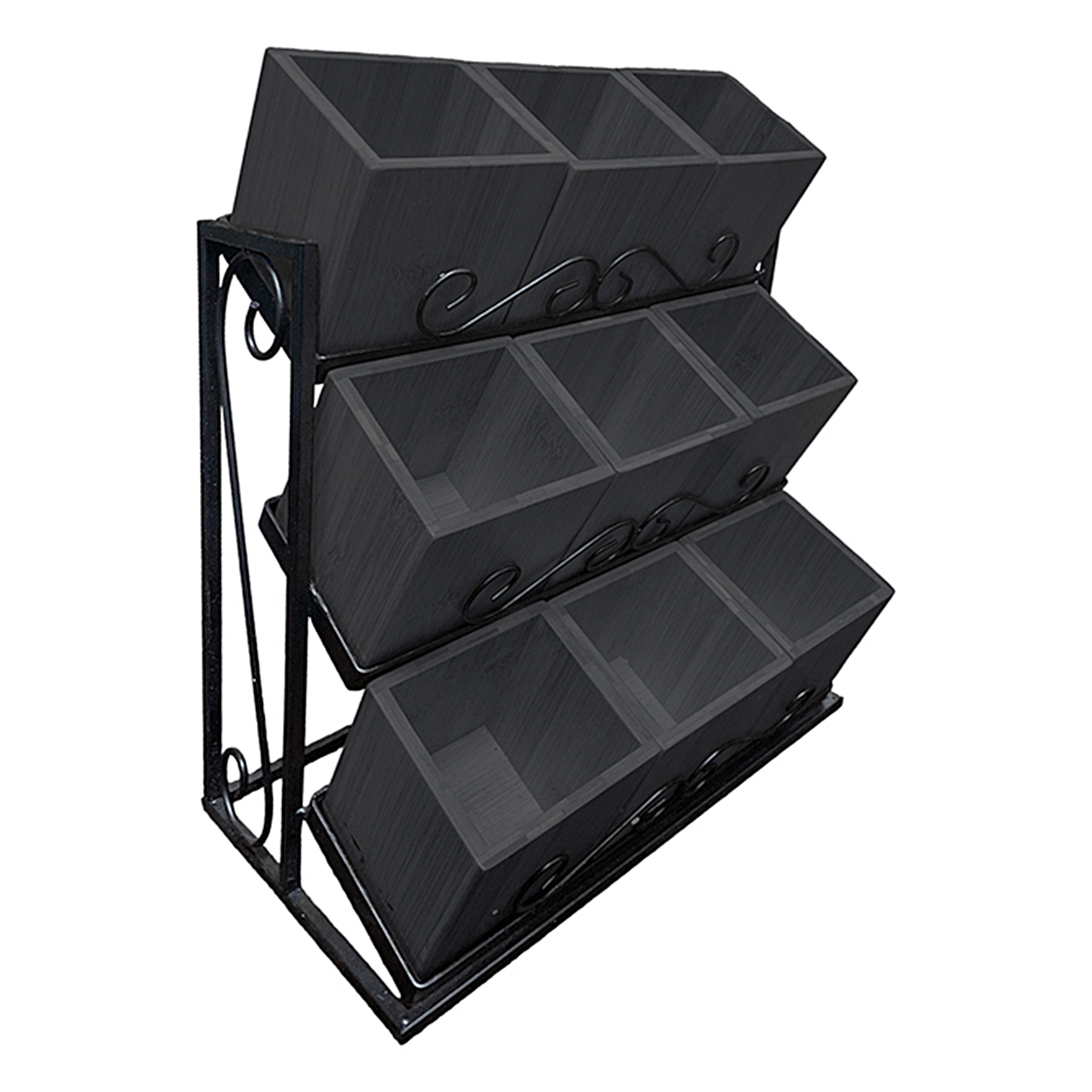 (image for) HHD BM9CBK Bamboo Metal Rack 9 Selection Black - Click Image to Close