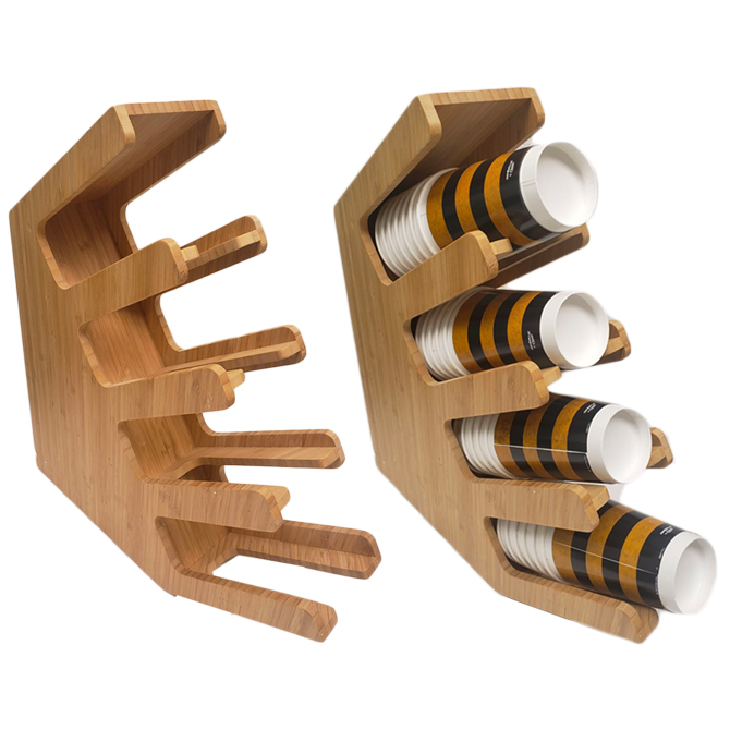 (image for) HHD BSCR4 Bamboo Slanted Cup Rack With 4 Selections - Click Image to Close