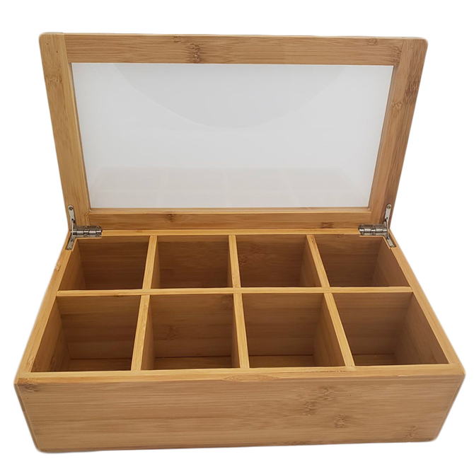 (image for) HHD BTB 8 Section Bamboo Coffee & Tea Box Condiment Organizer - Click Image to Close