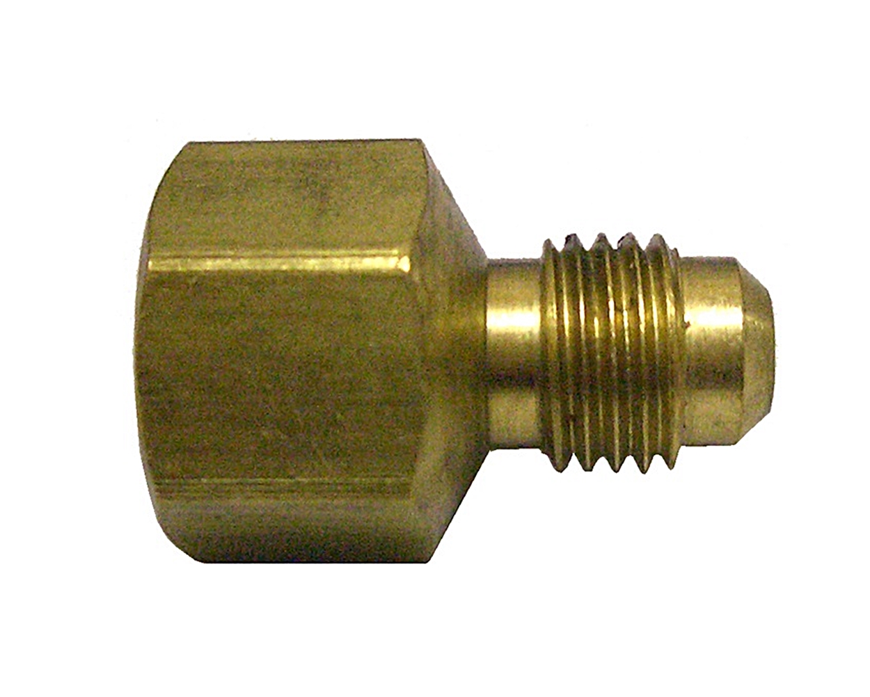 (image for) HHD FFC46 Brass Female Connector 1/4 Male Flare X 3/8 FPT - Click Image to Close