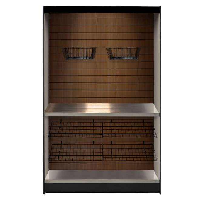 (image for) All State MMS492-KW Micro Market Stand - Walnut Slats - Click Image to Close