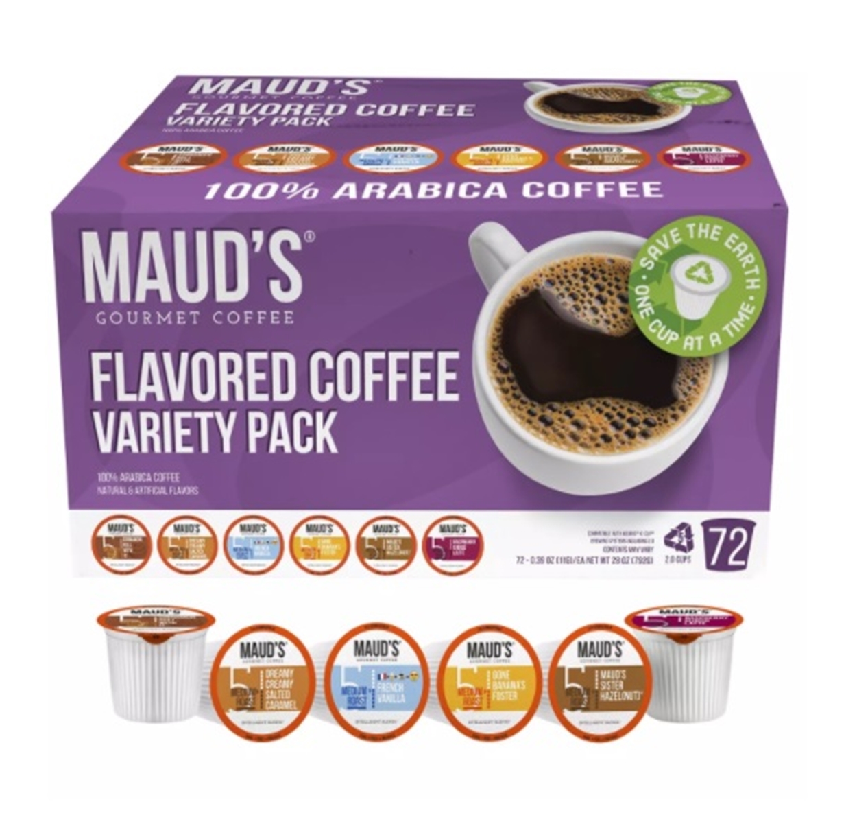 (image for) Maud's Gourmet 100% Arabica Flavored Coffee Variety Pack (72 ct) - Click Image to Close