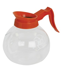 (image for) Newco 100510 12 Cup 64 oz. 1.9L Glass Decanter Orange Handle - Click Image to Close
