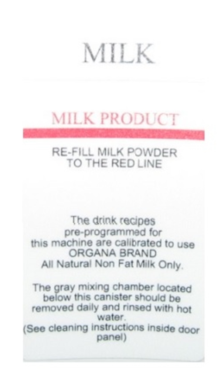 (image for) Newco 123056 Label Milk Hopper Bistro 10