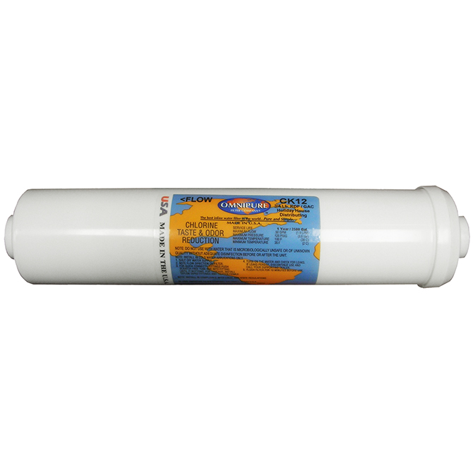 (image for) Omnipure CK12 In-Line Water Filter 12" L KDF 1/4" FPT Fittings - Click Image to Close