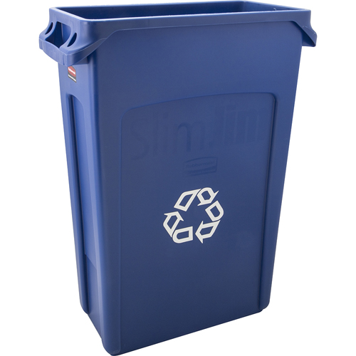 (image for) Rubbermaid FG354007BLUE Slim Jim Recycling Can 23 Gal Blue With Handles - Click Image to Close