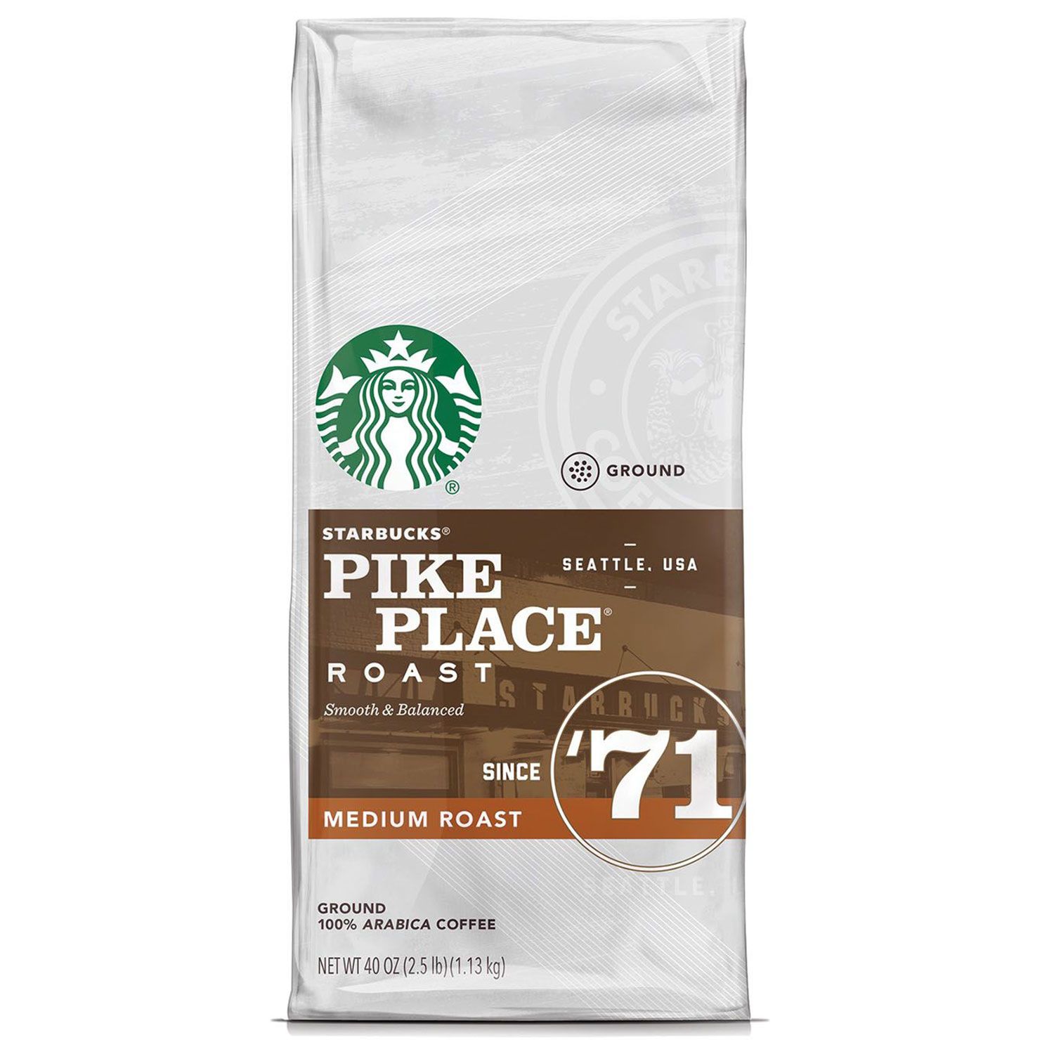(image for) Starbucks Pike Place Medium Roast Ground Coffee (40 oz.) - Click Image to Close