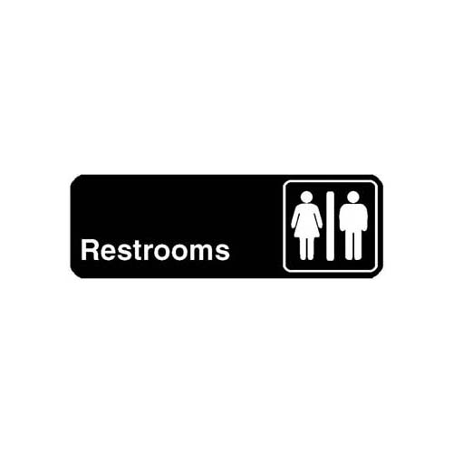 (image for) Traex 4517 SIGN,REST ROOMS , BLACK, 3X9"