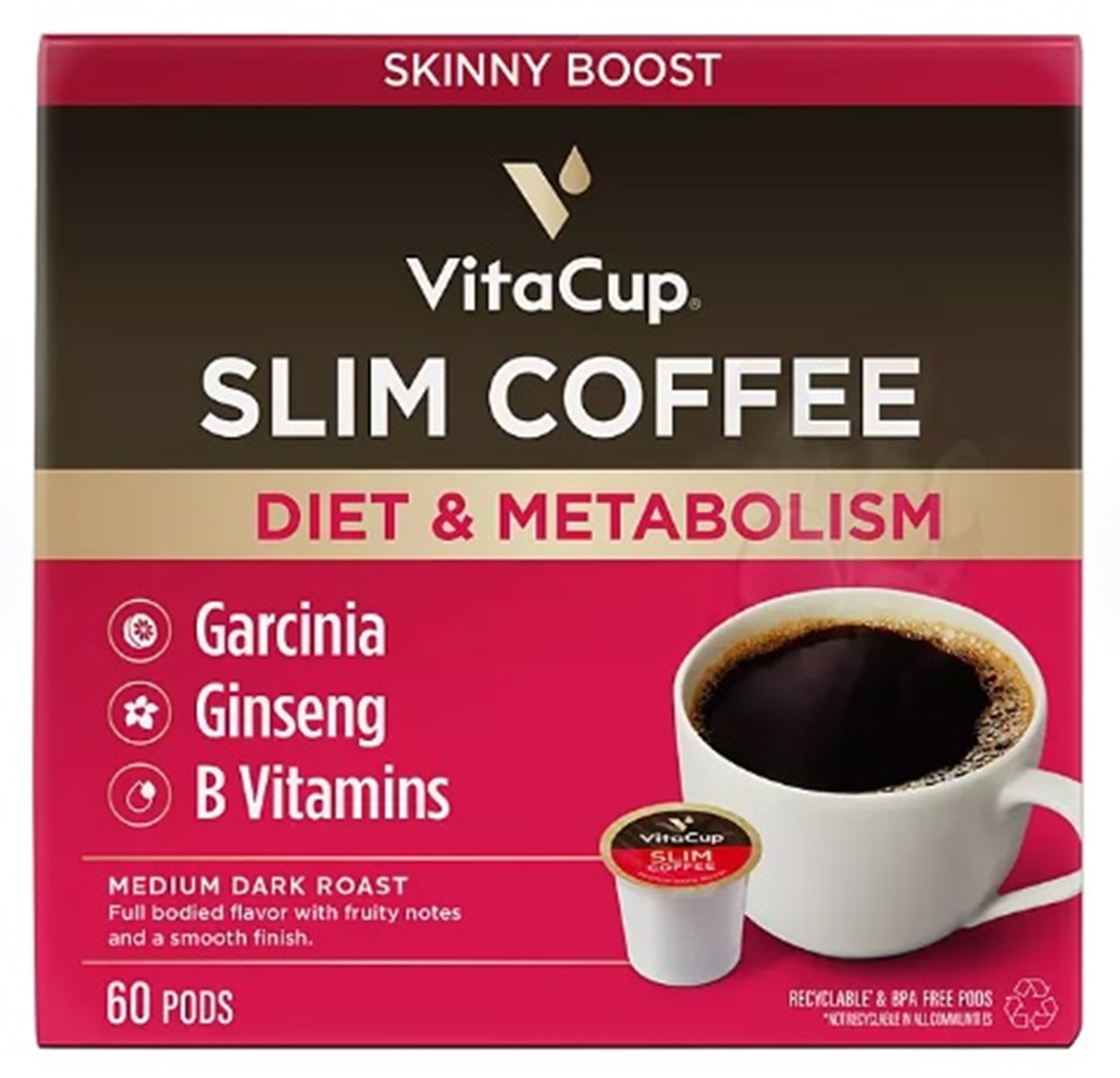 (image for) VitaCup Medium-Dark Roast Single Serve Coffee Cups, Slim Blend 60 ct. - Click Image to Close